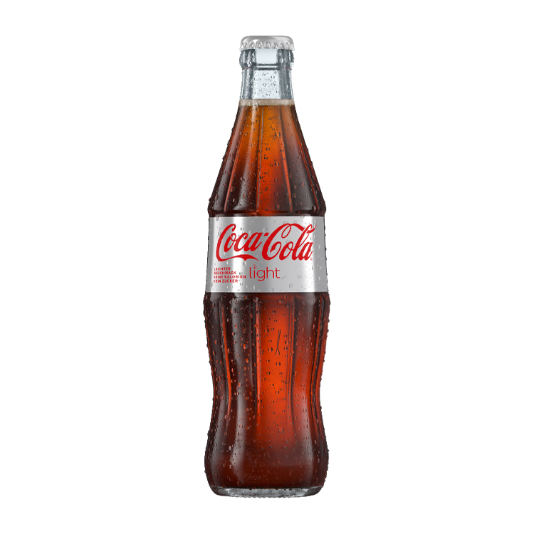 Eine Glass Flasche Coca‑Cola light