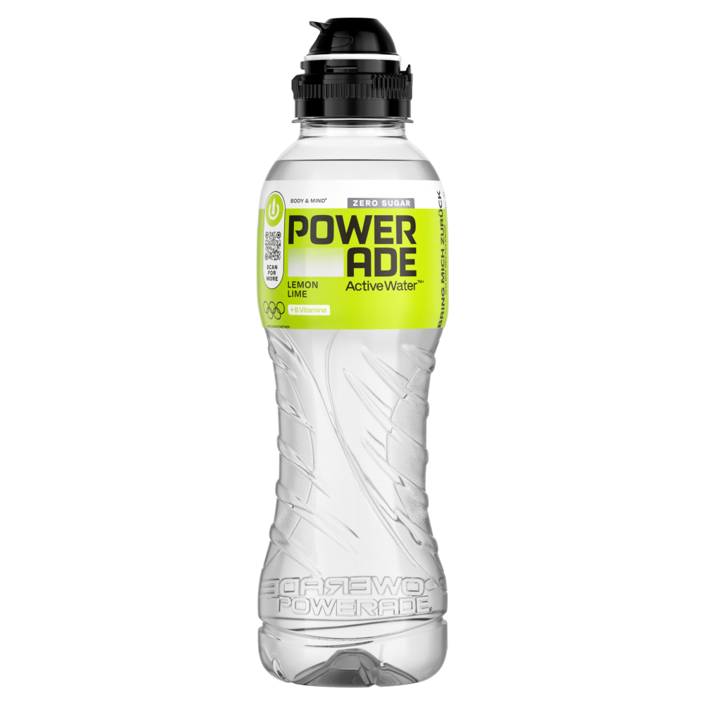 Eine Flasche Powerade Active Water Lemon Lime