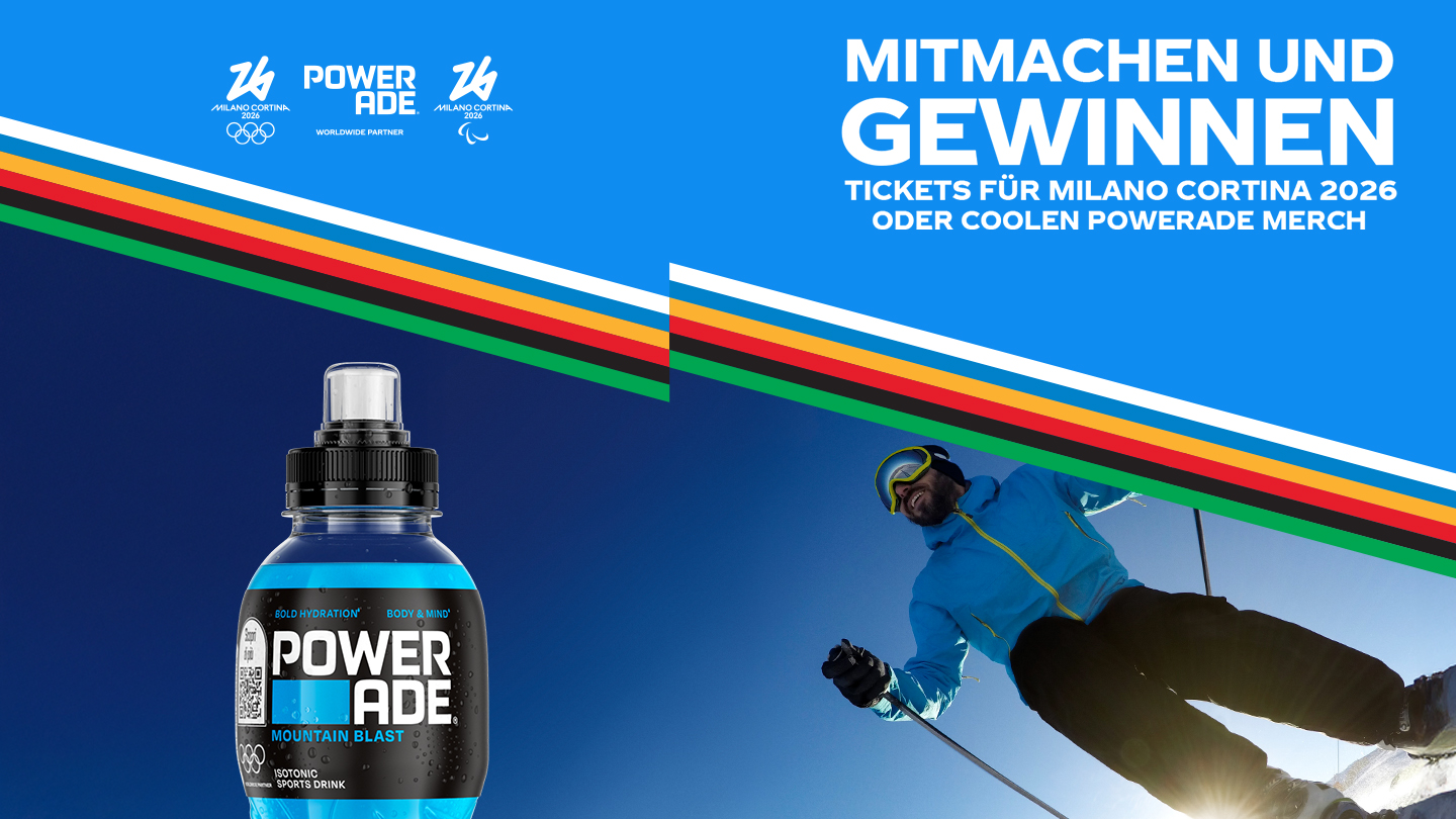 Mitmachen und Gewinnen! Tickets für Milano Cortina 2026 oder Coolen Powerade Merch
