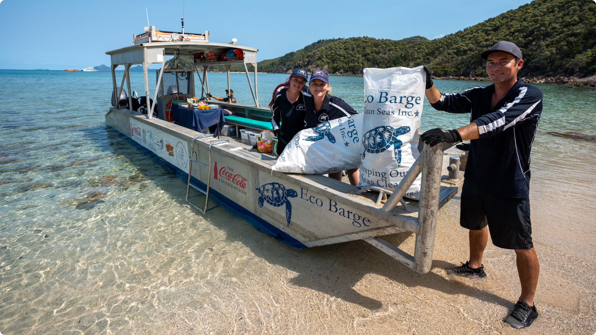 Since 2018, Coca‑Cola Australia and the Coca‑Cola Foundation have partnered with Eco Barge Clean Seas to remove marine debris from the Reef.