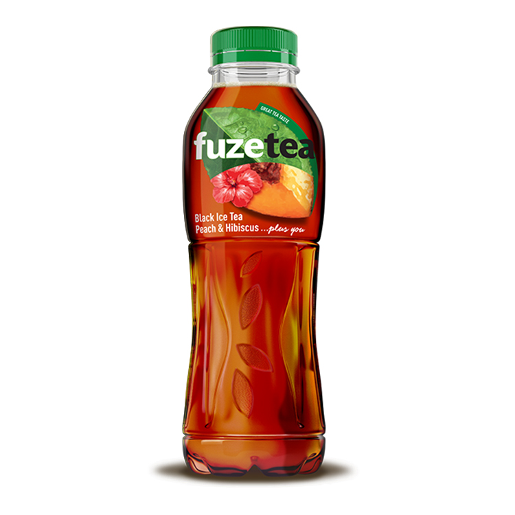 Fuzetea Peach Hibiscus flašica sa belom pozadinom