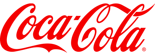 Logo rouge avec le nom "Coca-Cola" écrit en lettres cursives blanches.