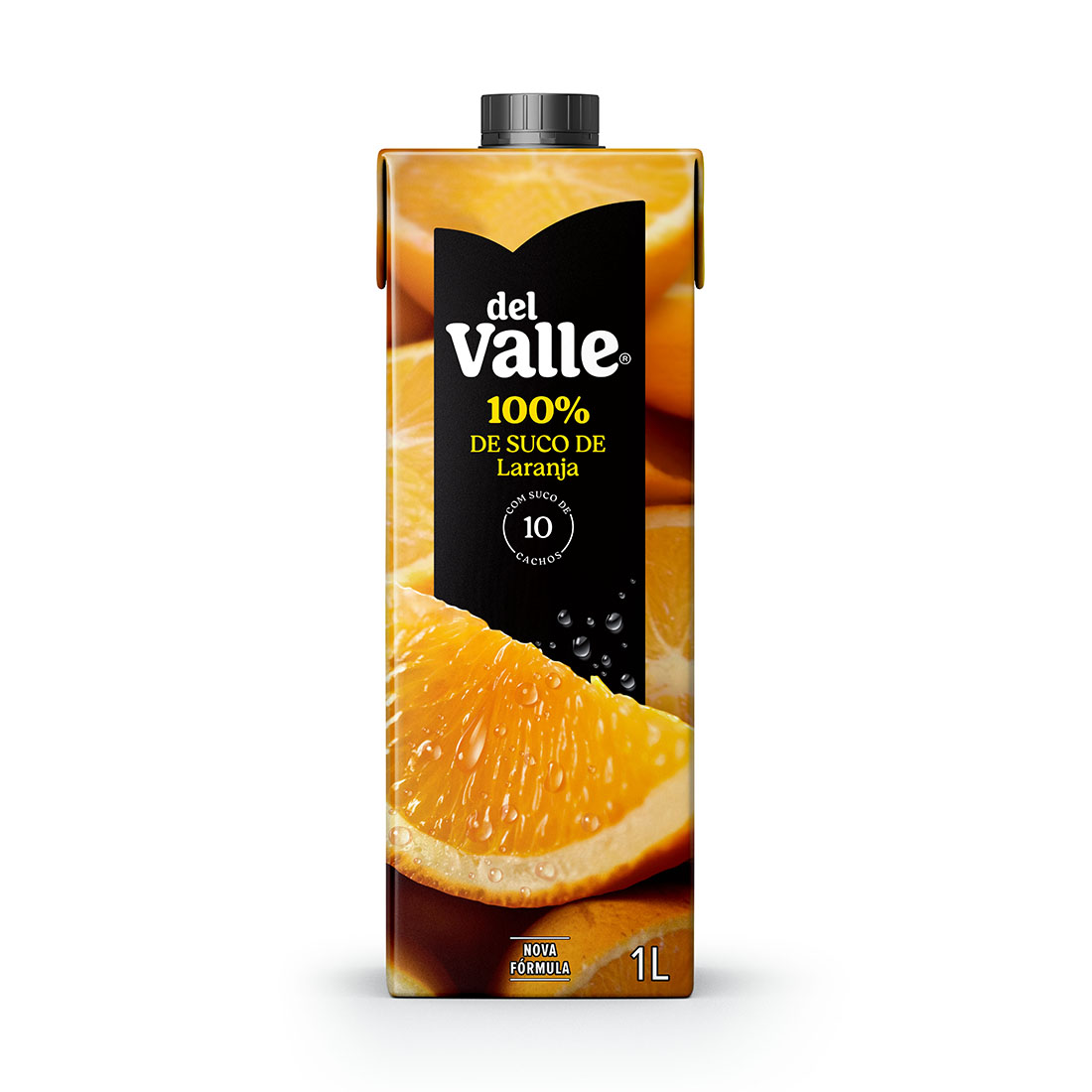 Uma embalagem de Del Valle 100% de Suco de Laranja