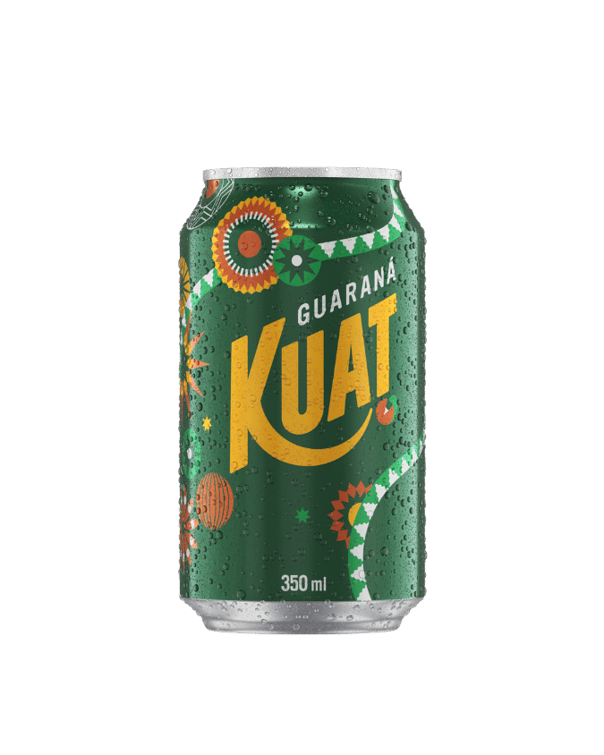 Uma lata de Kuan em um fundo branco.