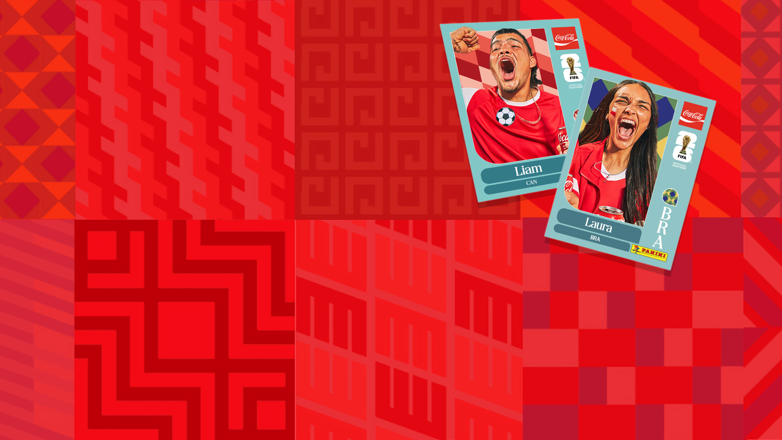 Dois torcedores vibrando nas figurinhas Panini.