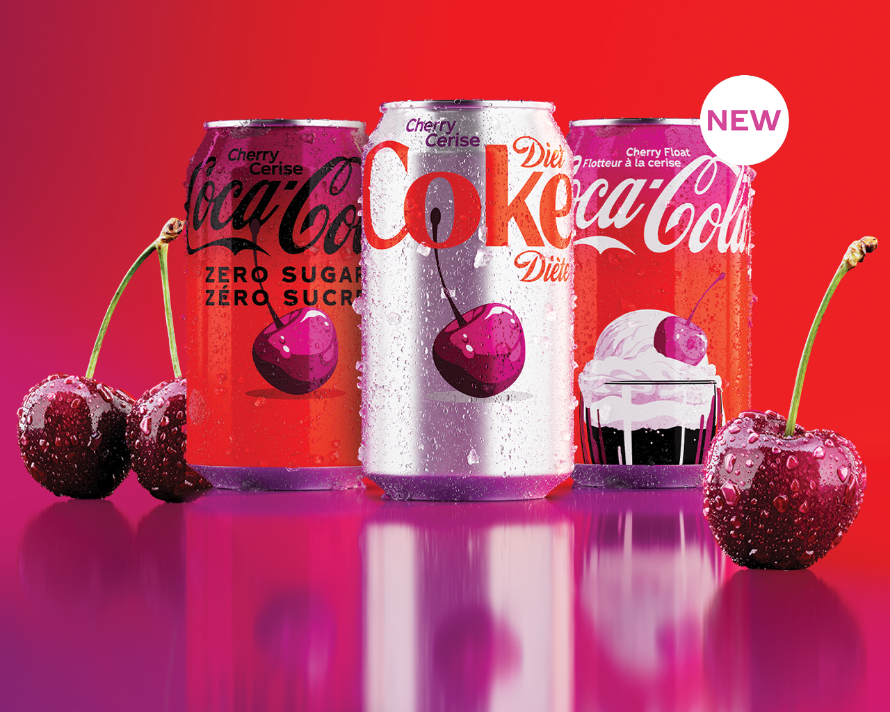 Variety of Coke cherry products