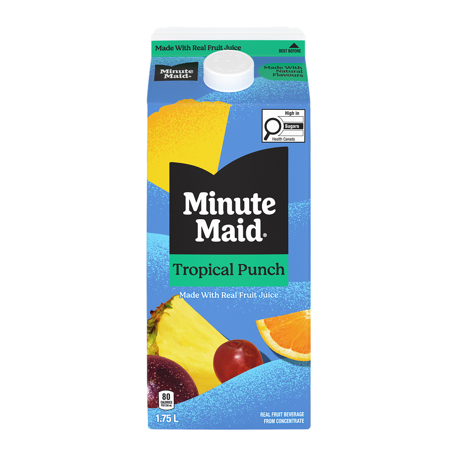 a carton of minute maid tropical punch