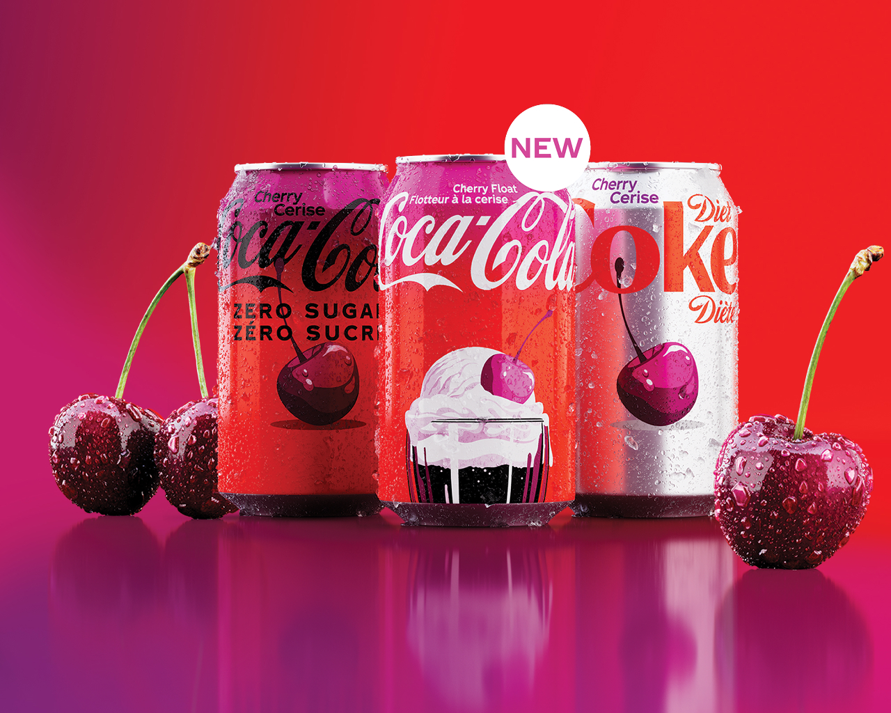lineup of cherry coke