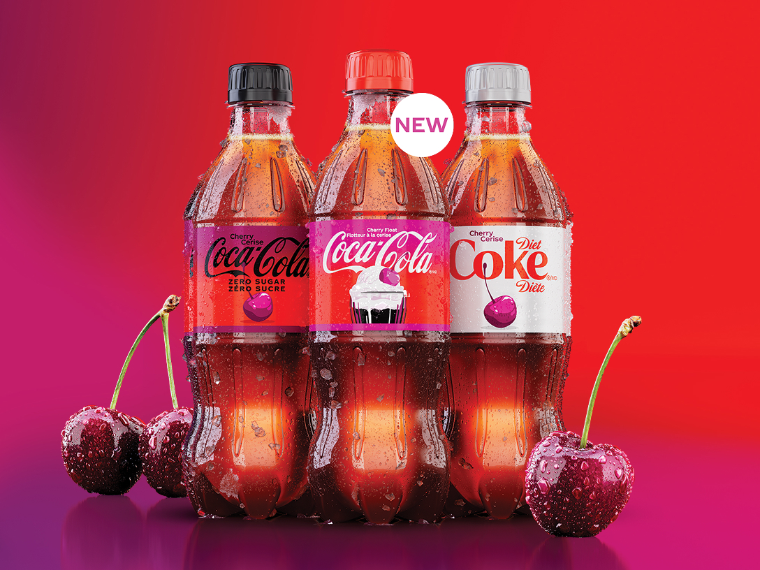 bottles of coca-cola cherry flavours