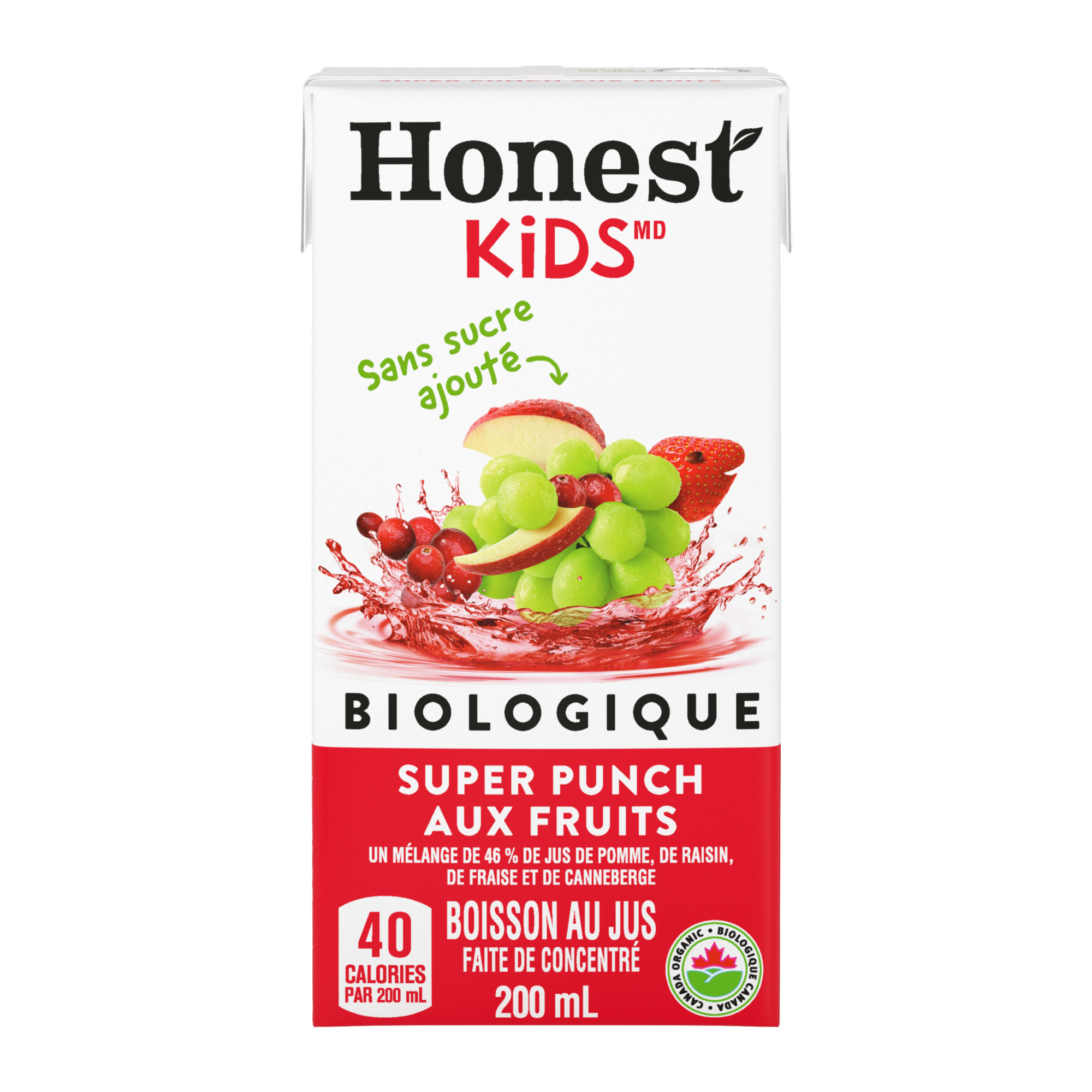 Honest Kids Punch aux fruits 200 mL emballage