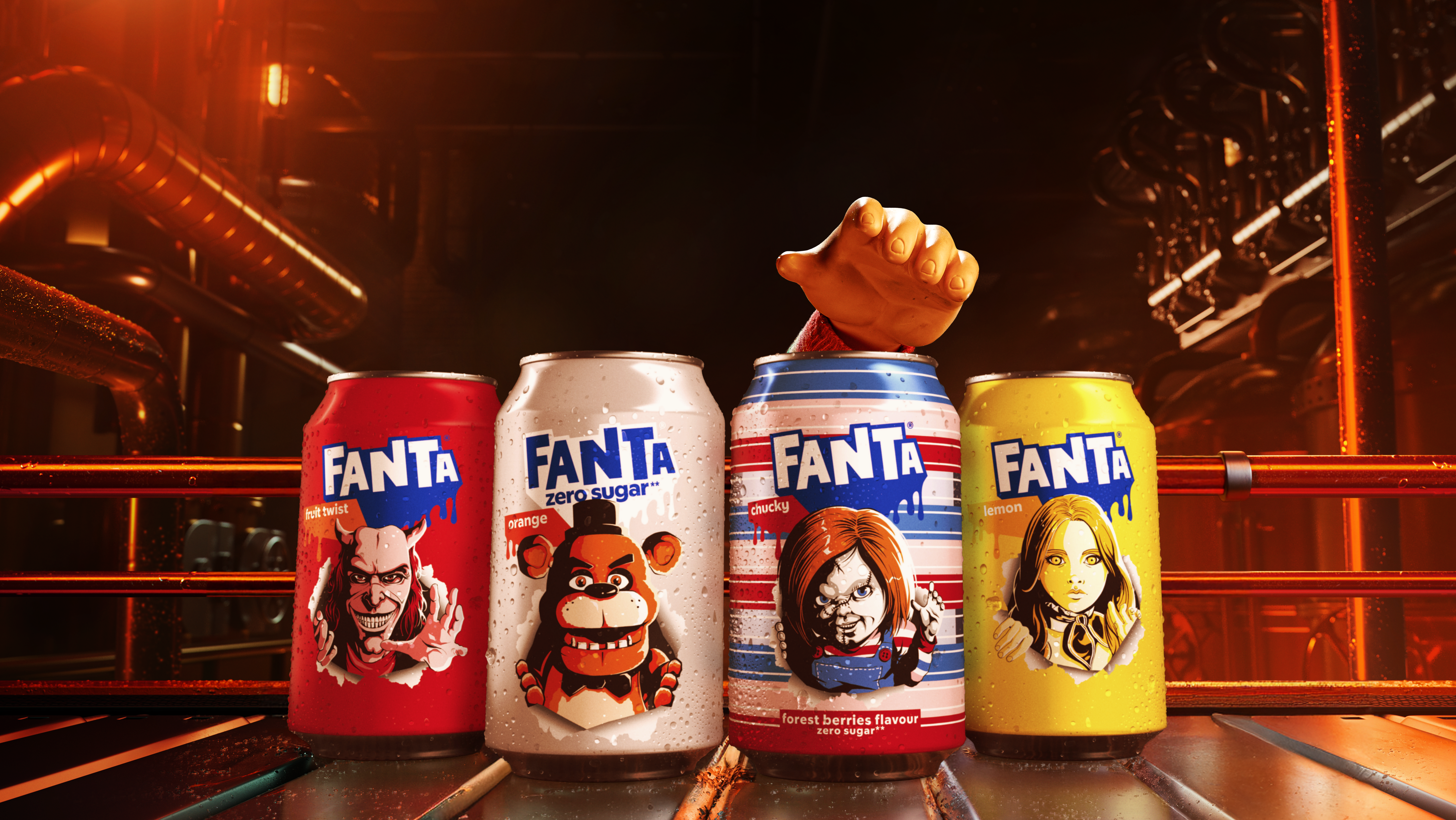 Selection of Fanta Halloween special edition cans