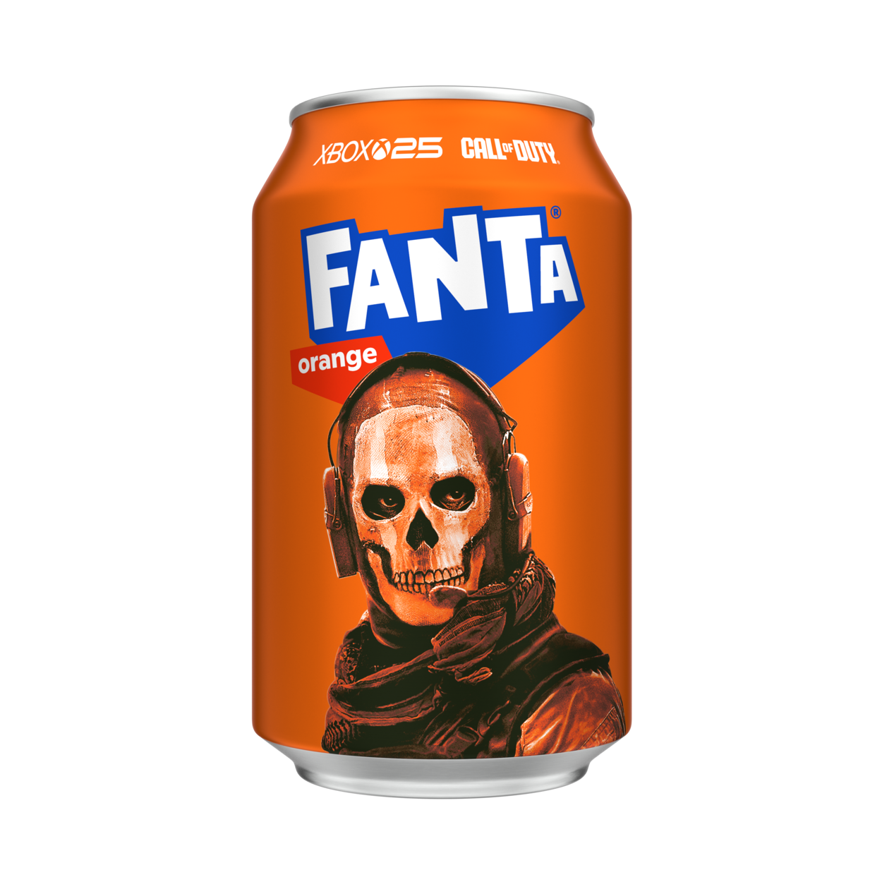 Fanta can on white background.