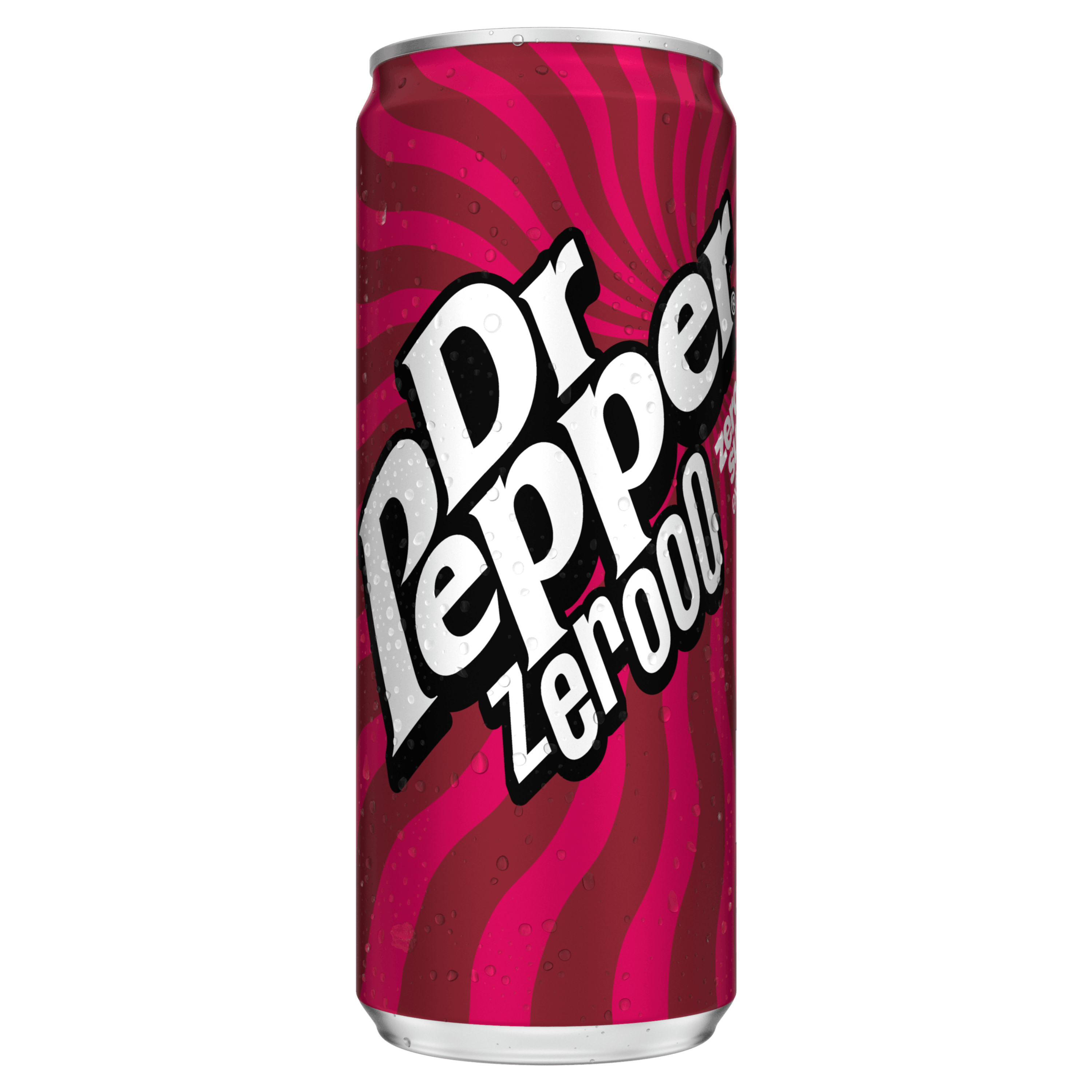 Dr Pepper Zero can on white background.