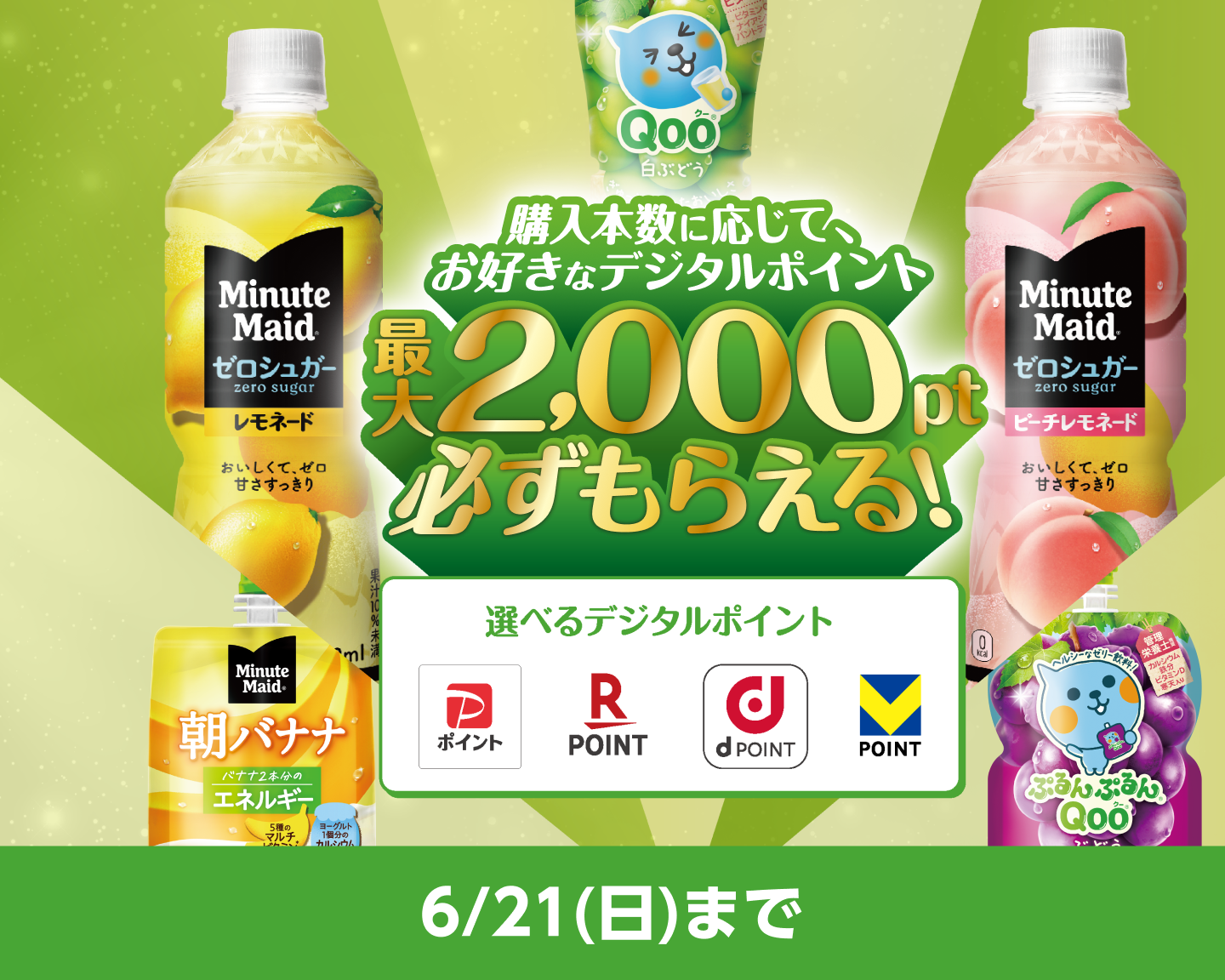 購入本数に応じて、お好きなデジタルポイント最大2,000pt必ずもらえる！