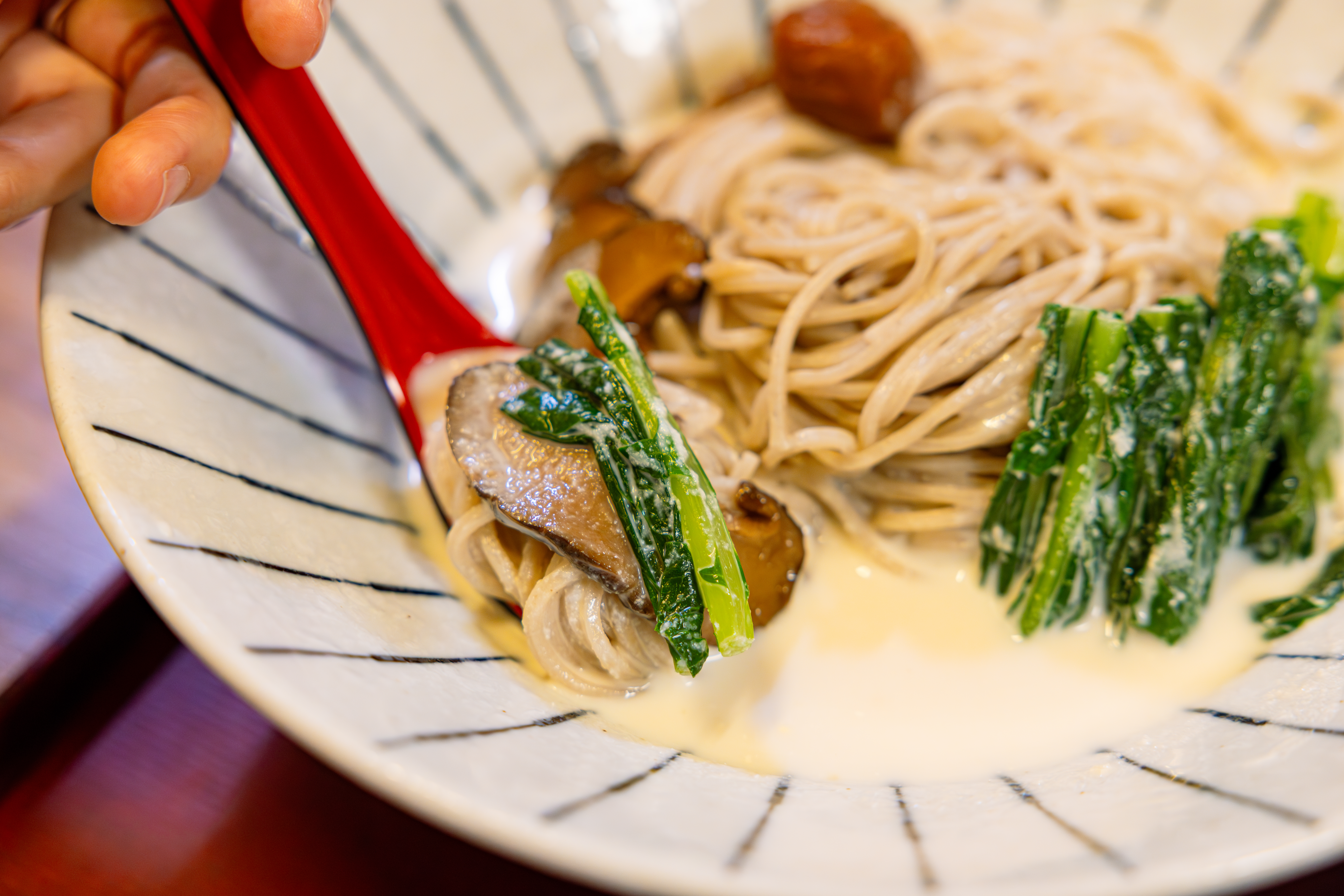 ‘도도야’의 대표메뉴, 두부소바를 즐기고 있다.