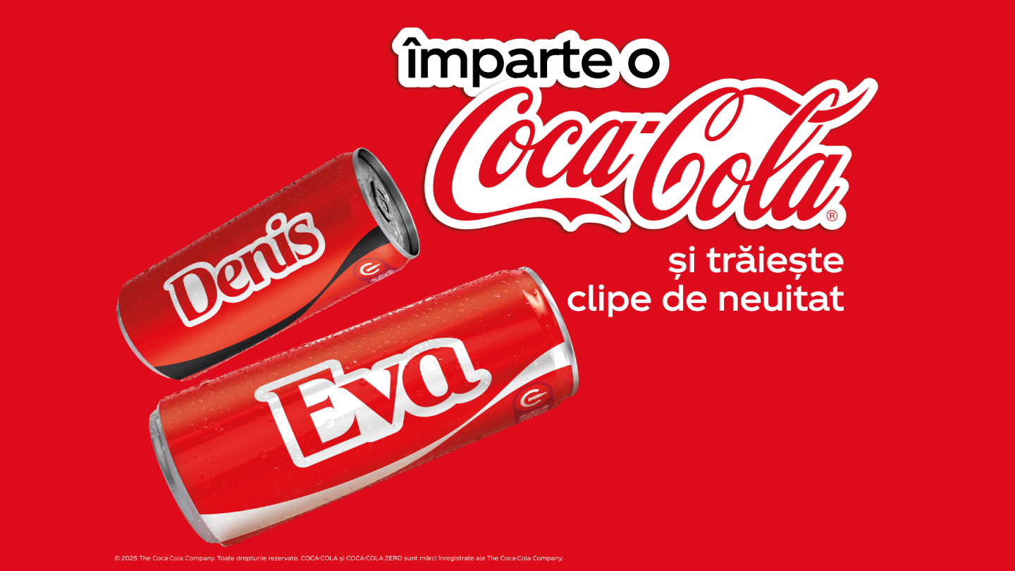 Banner al campaniei Imparte o Coca-Cola - Share a Coke
