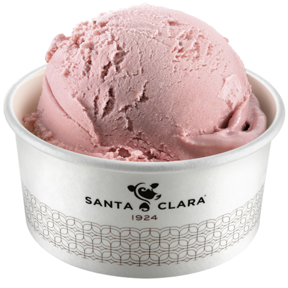 Vaso con Bola de Helado de Fresa Santa Clara 100% Leche de Vaca 
