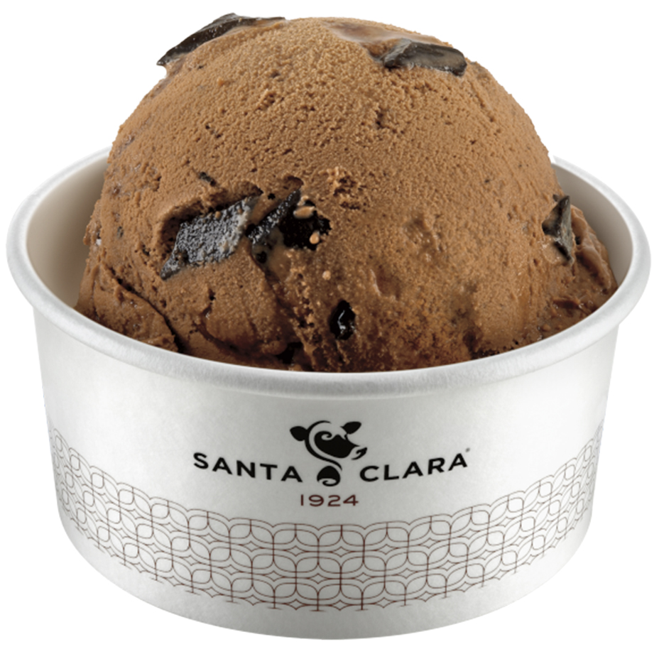 Vaso con Bola de Helado de Chocolate Santa Clara 100% Leche de Vaca con ingredientes de alta calidad