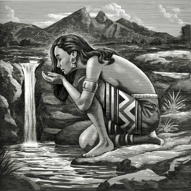 Topo Chico y bocadillos están en una mesa en primer plano, con gente de fiesta y un músico al fondo.