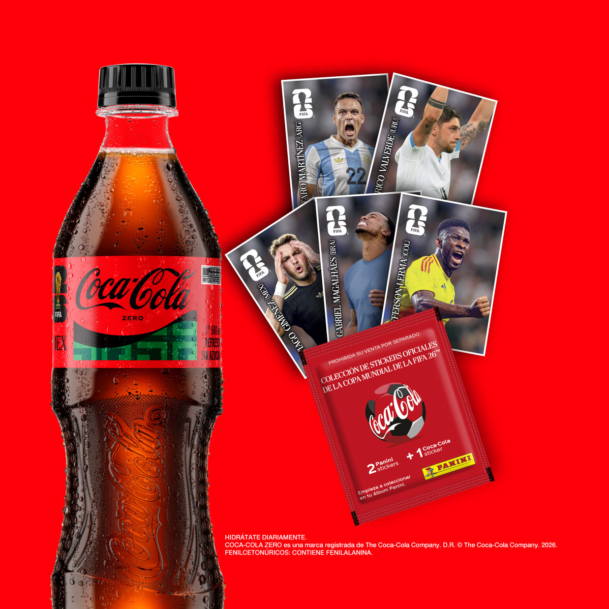  Botella Coca-Cola Zero con estampas físicas.
