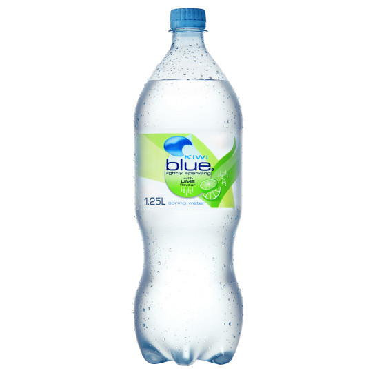 Kiwi Blue Lightly Sparkling Water Lime bottle
