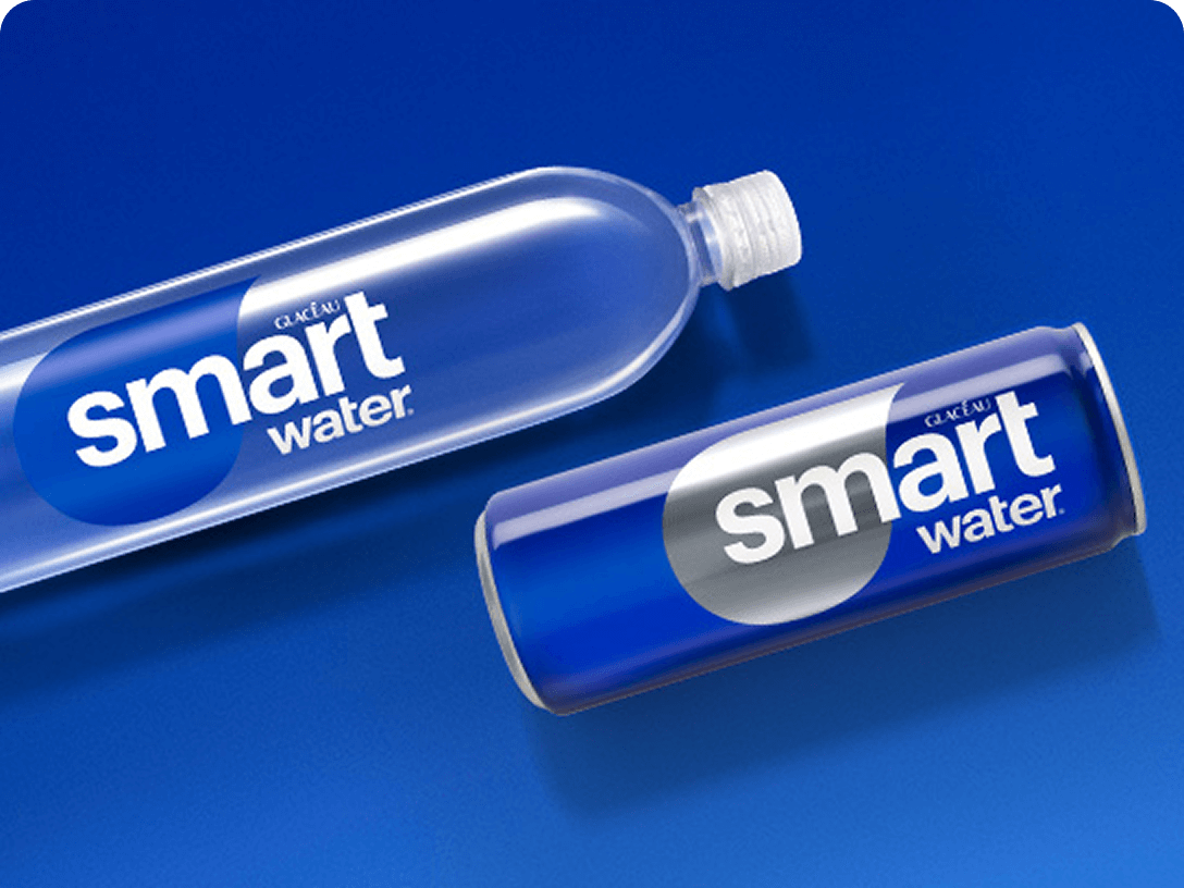 one bottle and one can of smartwater