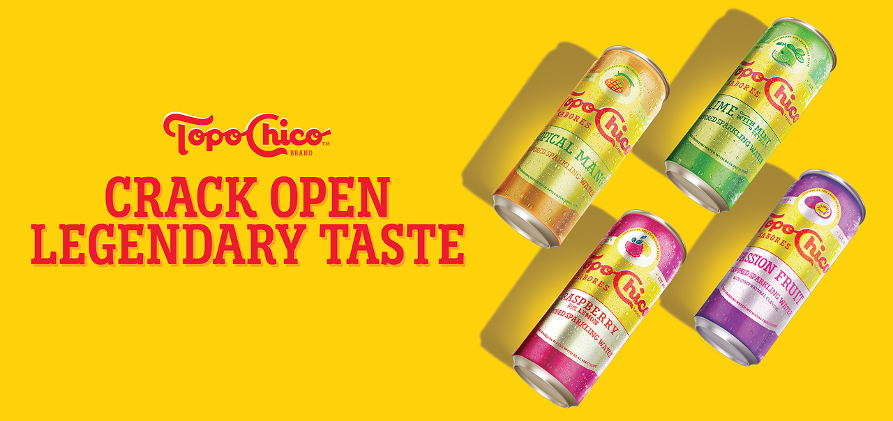 four cans of topo chico flavors