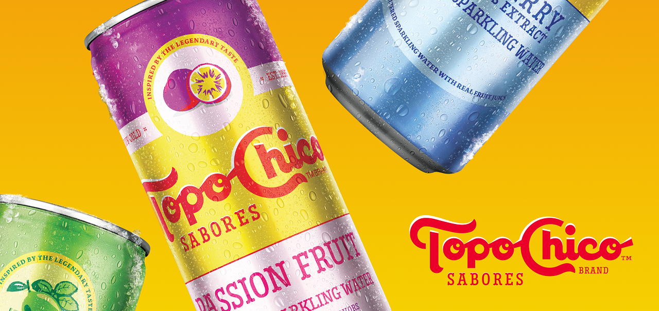 three cans of topo chico passion fruit