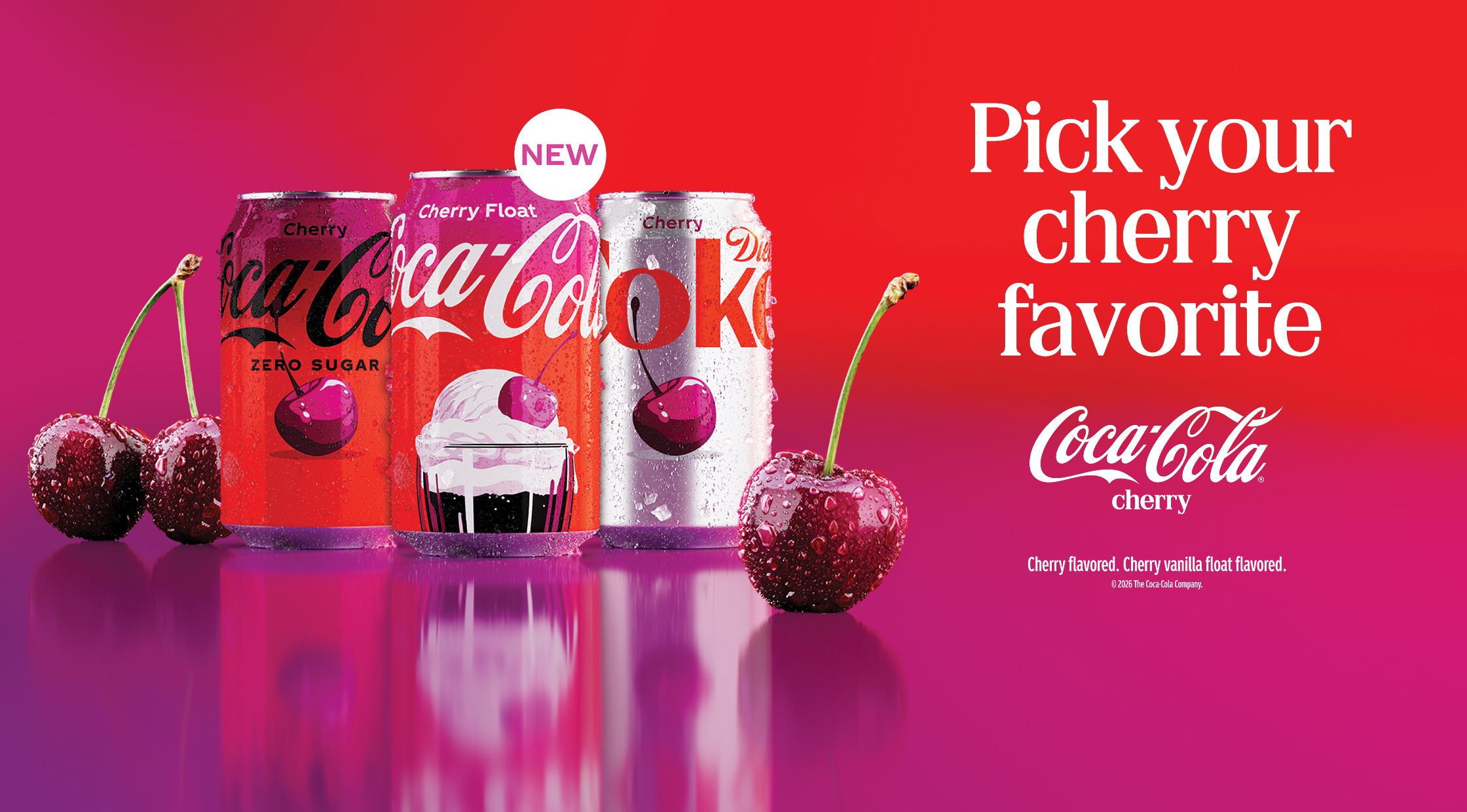 lineup of cherry coke flavors