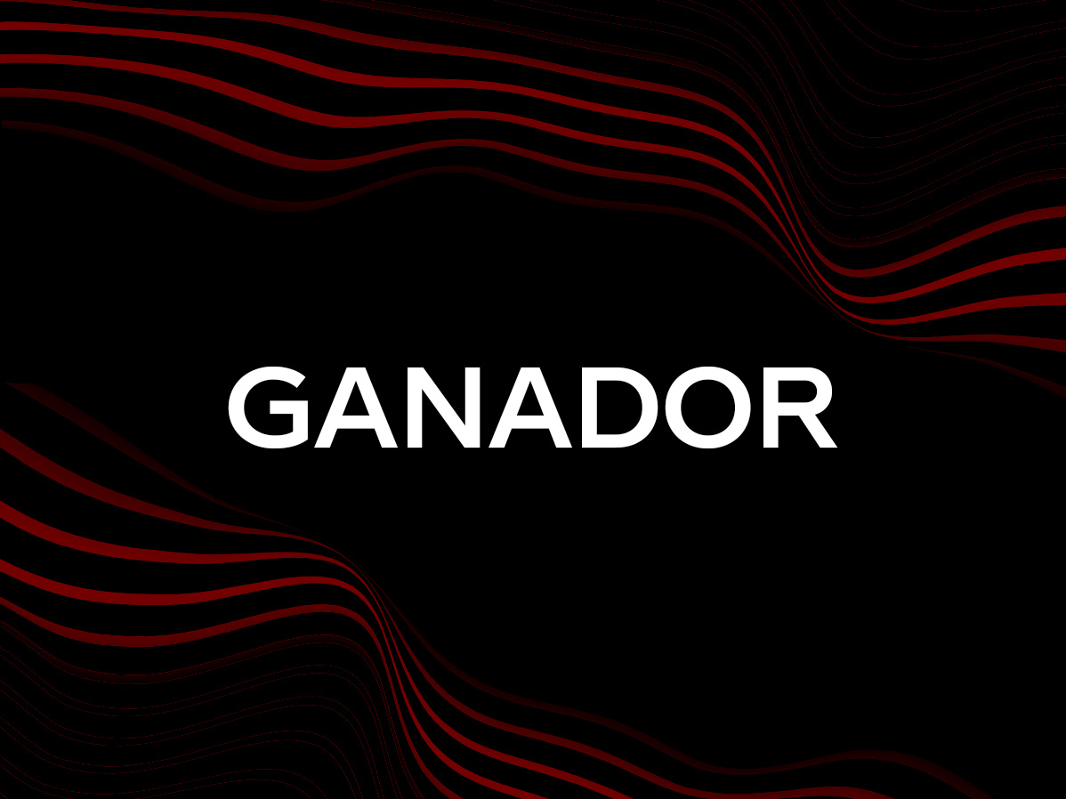El texto "ganador" escrito en blanco sobre un fondo negro con líneas rojas.