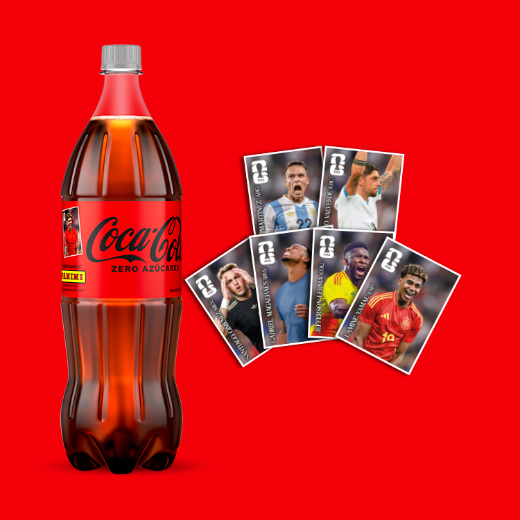 Botella Coca-Cola con figuritas físicas
